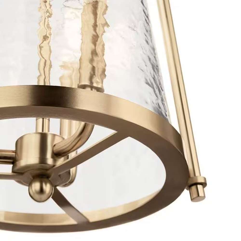 Nerine 3-Light Foyer Pendant with Hammered Glass in Champagne Bronze