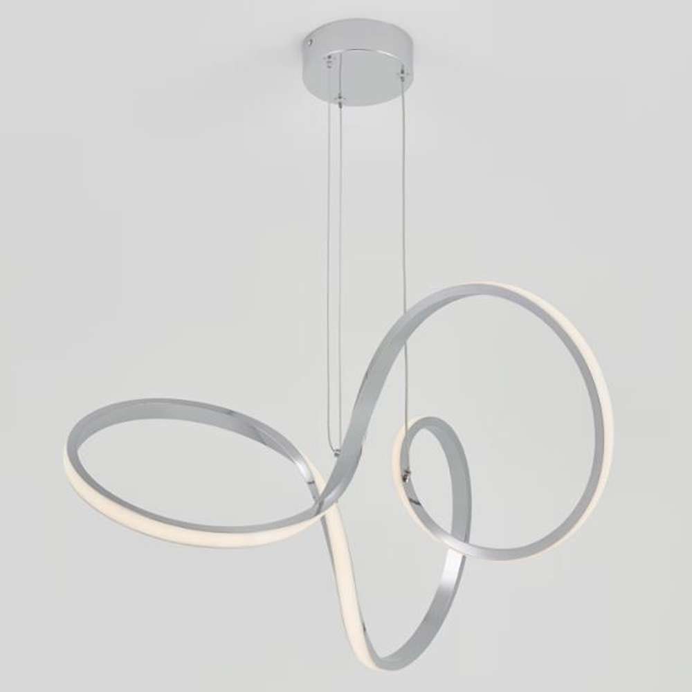 Swirl 30-Watt 1 Light Chrome Modern Integrated LED Pendant Light Fixture for Dining Room or Kitchen